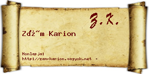 Zám Karion névjegykártya